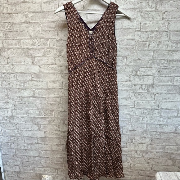 J. JILL floral print maxi dress women’s 10P orange purple fall autumn sleeveless - Picture 1 of 6